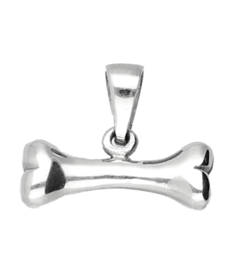 Silver Dog Bone Solid Necklace Pendant 