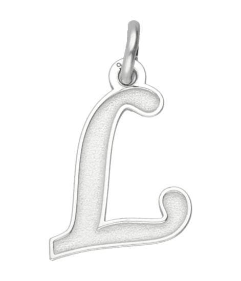 Zilveren letter L sierlijk mat-glans kettinghanger