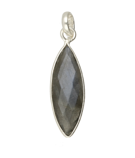 Silver Labradorite cut in point necklace pendant 