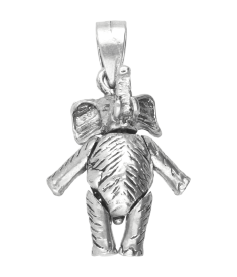 Silver Elephant Moving Blackened Necklace Pendant 