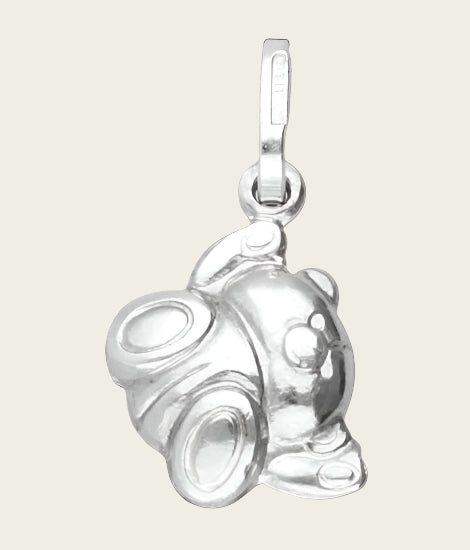 Silver Toy Bear Lying Necklace Pendant 