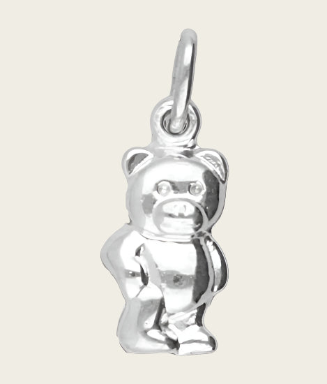 Silver Bear Standing Small Necklace Pendant 