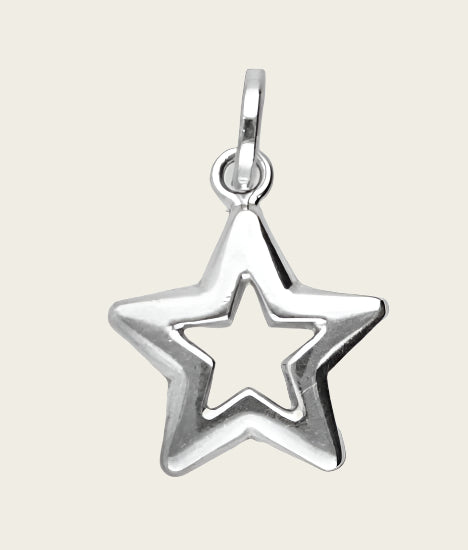 Silver Star Openwork Lightly Convex Necklace Pendant 