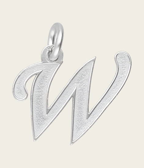 Silver letter W graceful matt-gloss necklace pendant 
