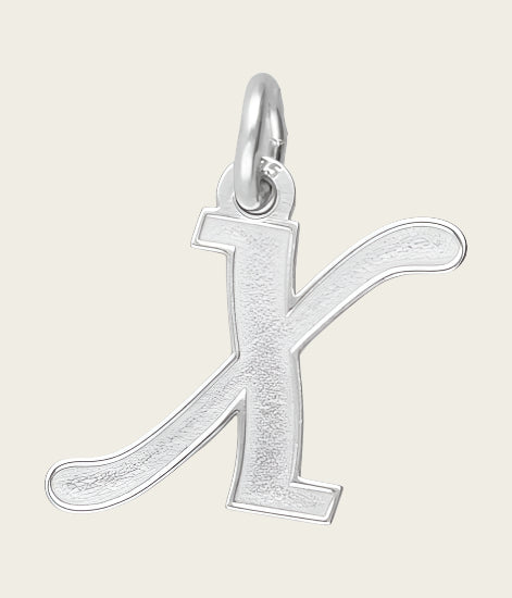 Zilveren letter X sierlijk mat-glans kettinghanger