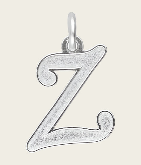 Silver letter Z graceful matt-gloss necklace pendant 