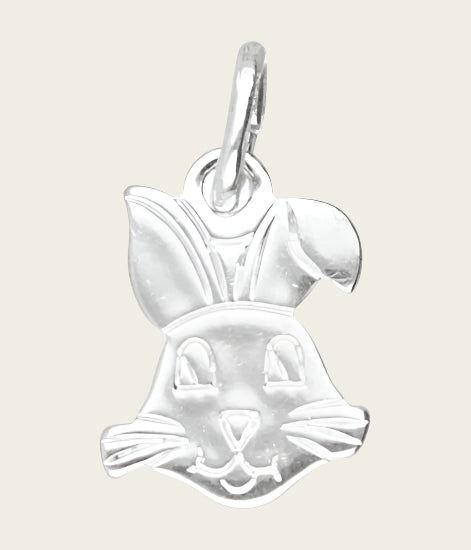 Silver Rabbit Front View Necklace Pendant 