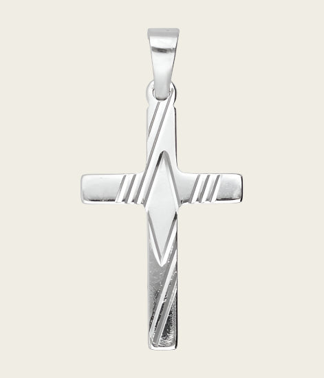 Silver Cross Matte Gloss Flat Necklace Pendant 
