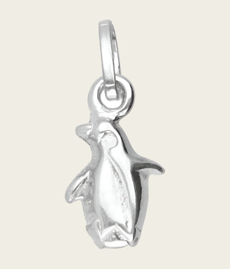 Silver Penguin small hollow necklace pendant 