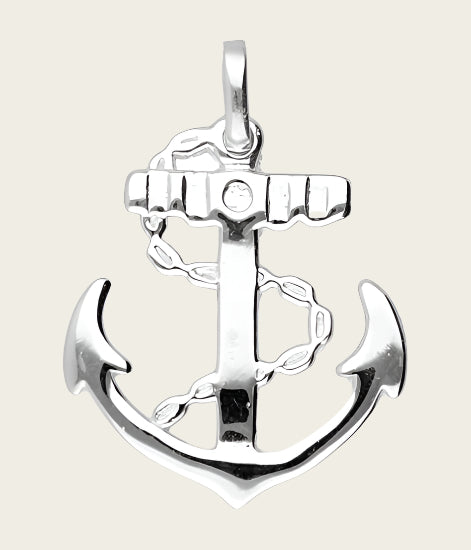 Silver Anchor with Cable 2 Chain Pendant 