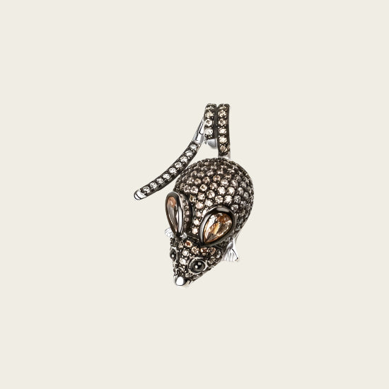 Silver Mouse with Rhodium Plated Zirconia 