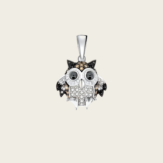 Silver Owl pendant with zirconias 