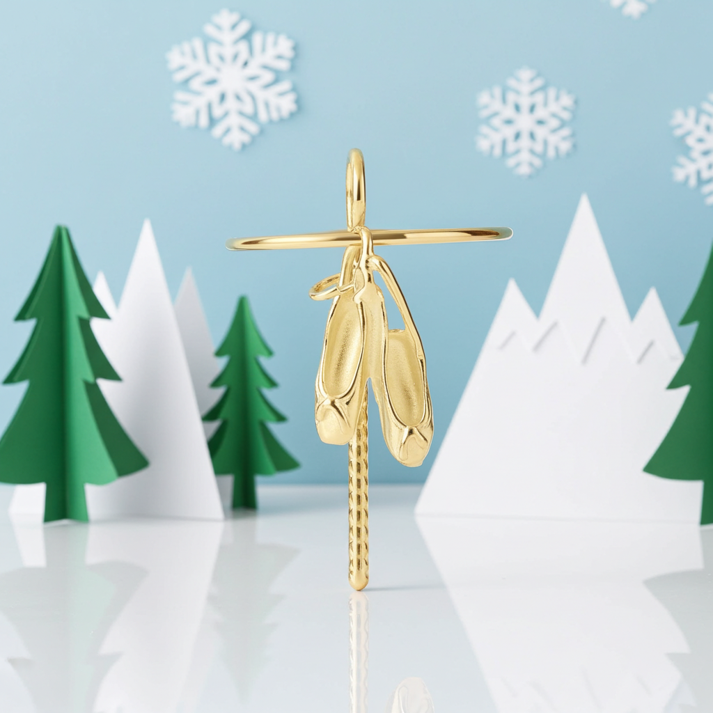 Gouden Balletschoen dubbel ketting hanger
