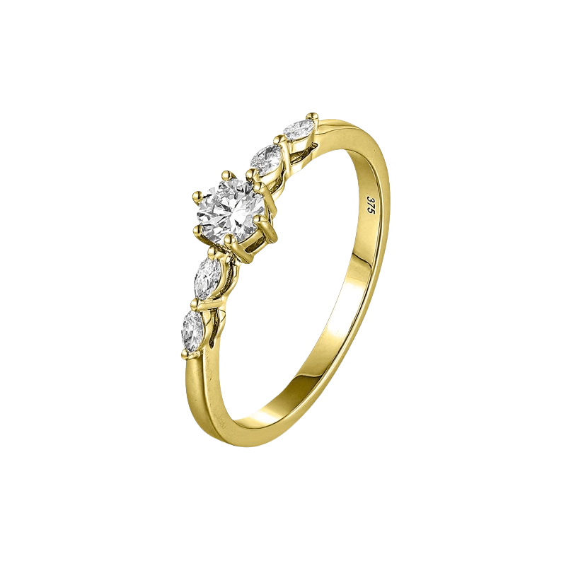 Gouden damesring 9 karaat 375 met 0,33 ct diamant LG 909-003