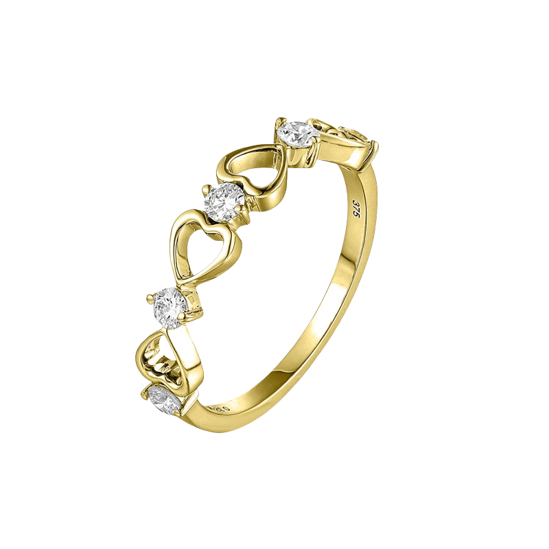 Gouden damesring 9 karaat 375 met 0,32 ct diamant LG 909-007
