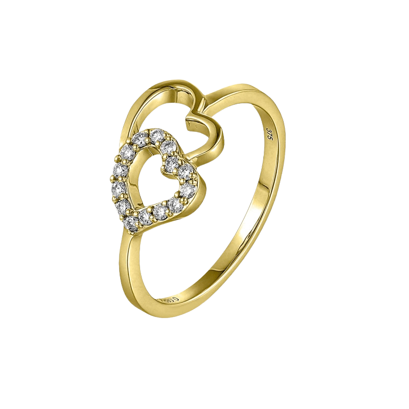 Gouden damesring 9 karaat 375 met 0,08 ct diamant LG 909-009