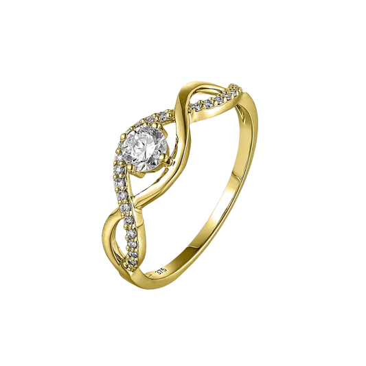 Gouden damesring 9 karaat 375 met 0,35 ct diamant LG 909-019