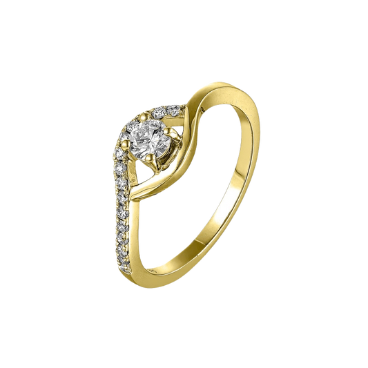 Gouden damesring 9 karaat 375 met 0,33 ct diamant LG 909-022