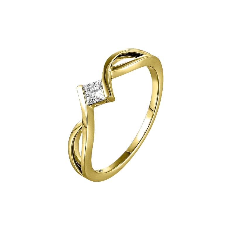 Gouden damesring 9 karaat 375 met 0,20 ct diamant LG 909-024