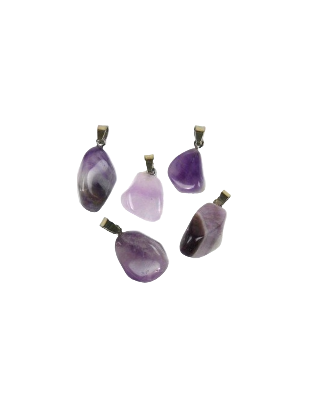Amethyst quartz gemstone necklace pendant stainless steel