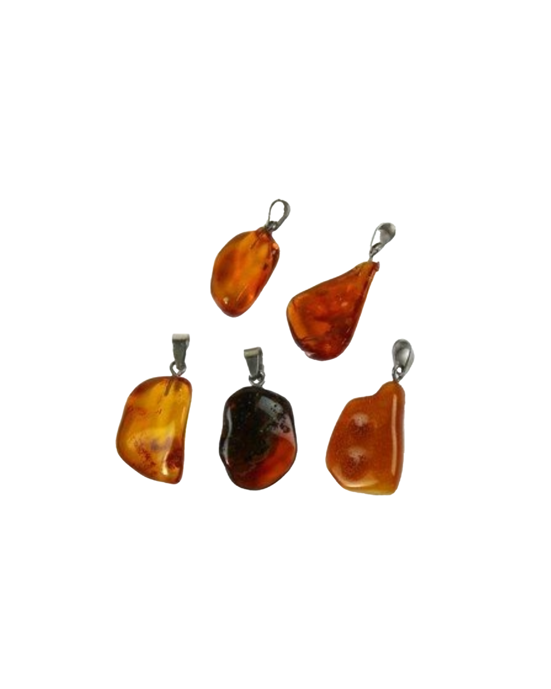 Amber gemstone necklace pendant stainless steel