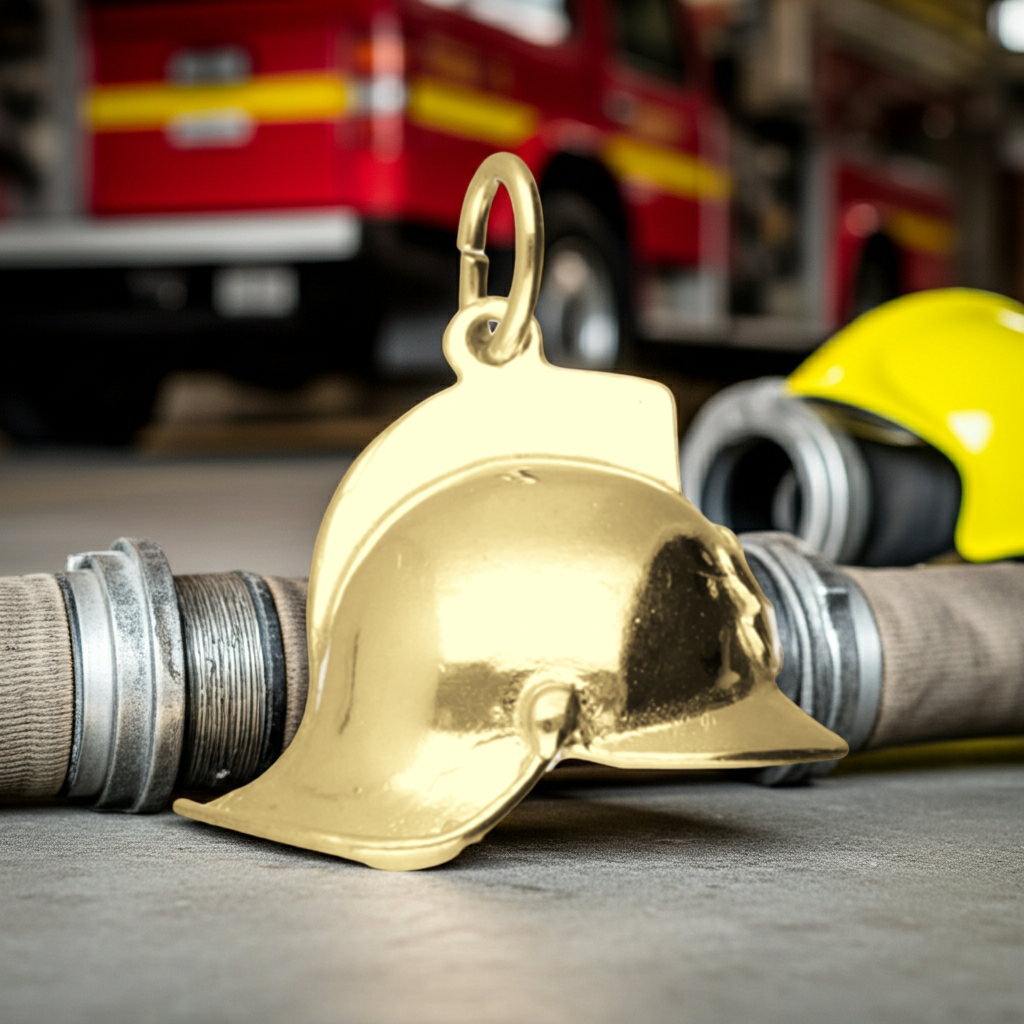 Gegraveerde_stalen_herenarmband_als_persoonlijk_cadeau_voor_een_brandweerman_op_een_brandslang_in_de_kazerne