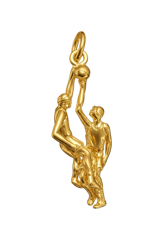 Gouden Basketballers dubbel ketting hanger