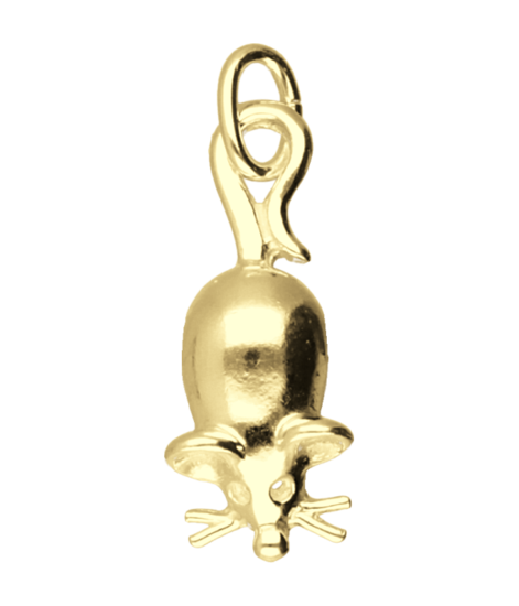 Zilveren Muis ketting hanger 14 karaat goud verguld KHG-0309_Gouden_Muis_2_kettinghanger_2c557805-9bae-4951-9de7-aa1ca5c729c9