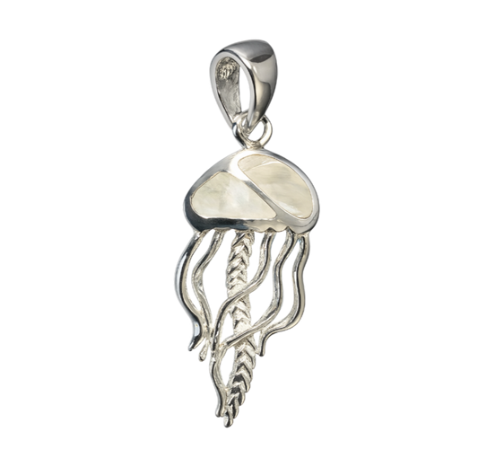 Zilveren Kwal Portugees Oorlogschip met parelmoer kettinghanger