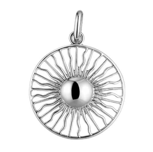 Zilveren Zon met zilveren bol kettinghanger 