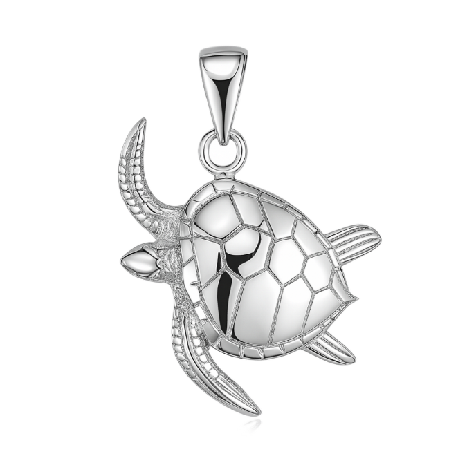 Zilveren Schildpad zwemmend kettinghanger KHZ-5631