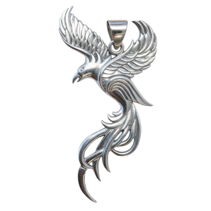 Zilveren Feniks XL kettinghanger