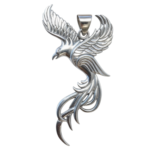 Zilveren Feniks XL kettinghanger