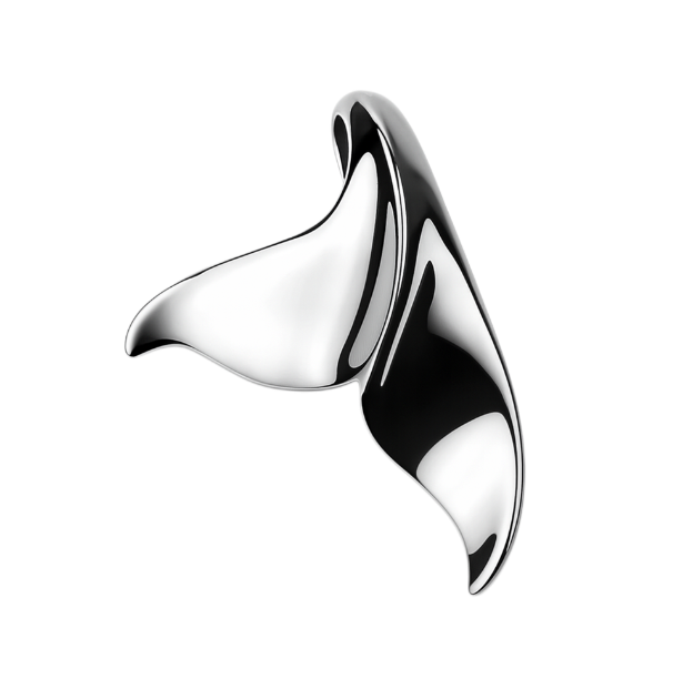 Zilveren Walvisstaart gebogen groot kettinghanger KHZ-5644