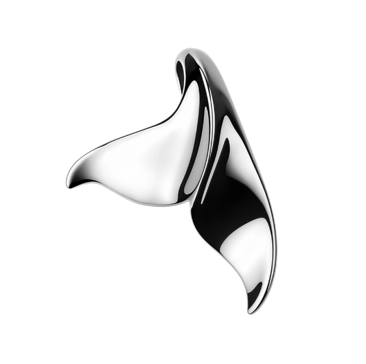 Zilveren Walvisstaart gebogen groot kettinghanger KHZ-5644