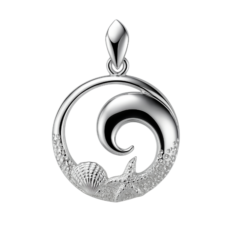 Zilveren Golf met strand en schelpen kettinghanger KHZ-5645_fb3e461d-8dd2-42f2-9508-c01d7e780ce7