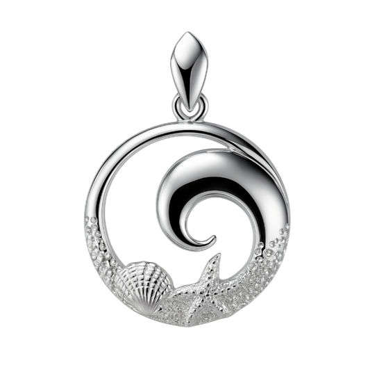 Zilveren Golf met strand en schelpen kettinghanger KHZ-5645_fb3e461d-8dd2-42f2-9508-c01d7e780ce7