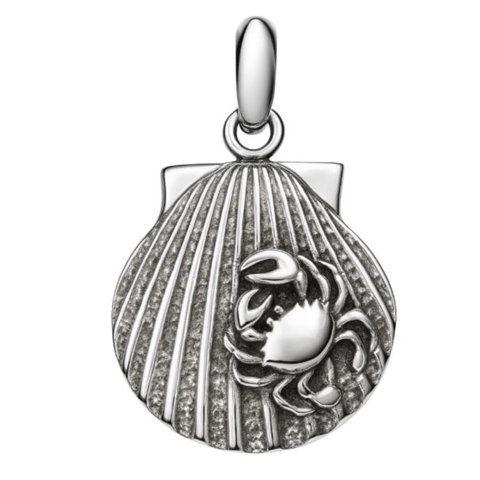 Zilveren Sint Jacobschelp met krab kettinghanger KHZ-5651