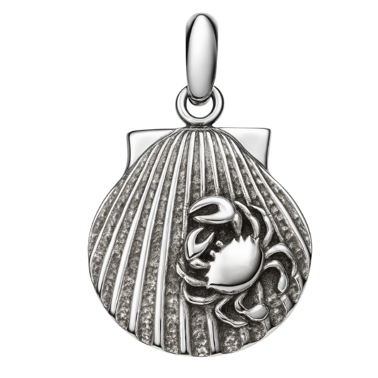 Zilveren Sint Jacobschelp met krab kettinghanger KHZ-5651