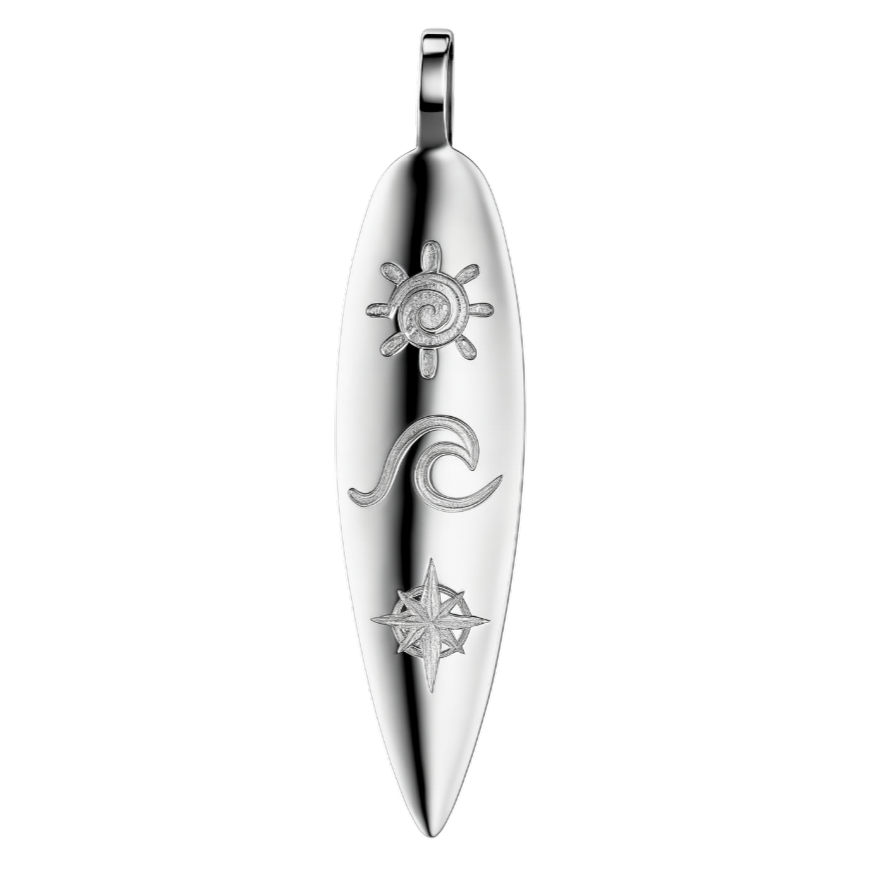 Zilveren Surfplank licht gebogen groot kettinghanger KHZ-5657