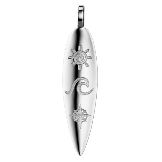 Zilveren Surfplank licht gebogen groot kettinghanger KHZ-5657