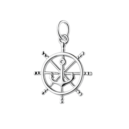 Zilveren Stuurrad met anker klein kettinghanger KHZ-5658