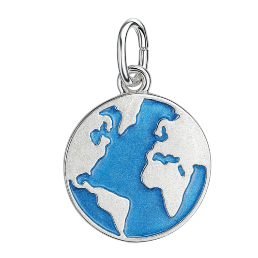 Zilveren Wereldbol plat kettinghanger KHZ-5665-3