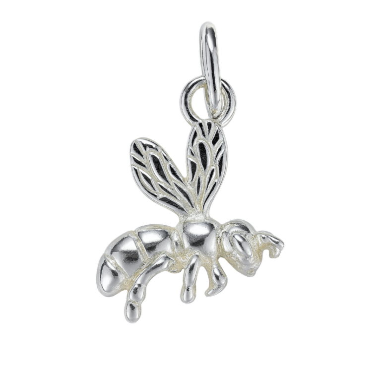 Zilveren Bij vliegend kettinghanger KHZ-5666