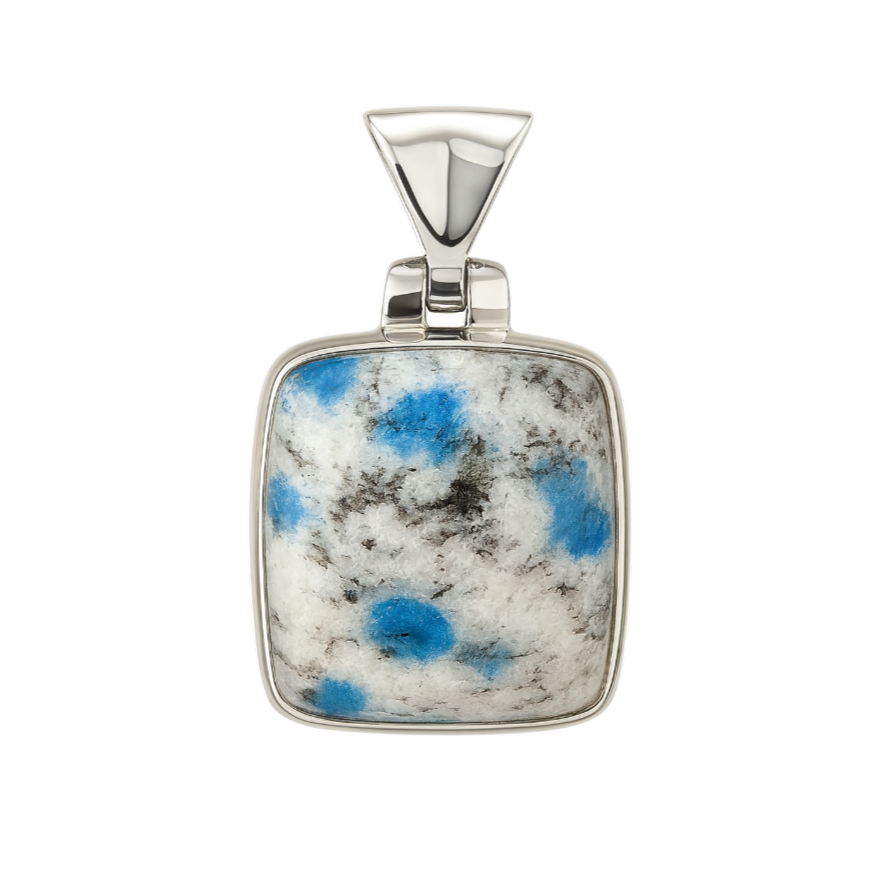Zilveren K2 Jaspis Kitaniet vierkant kettinghanger