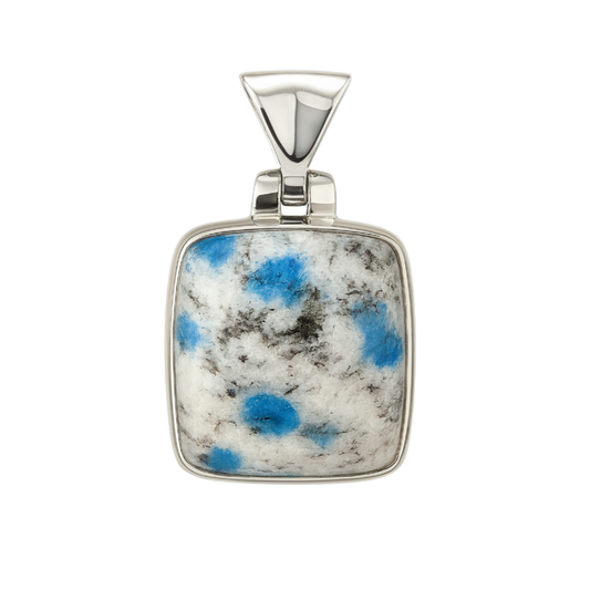 Zilveren K2 Jaspis Kitaniet vierkant kettinghanger