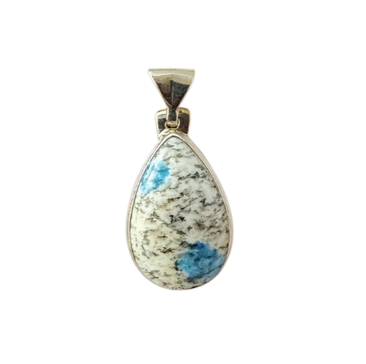 Zilveren K2 Jaspis Kitaniet druppel klein kettinghanger