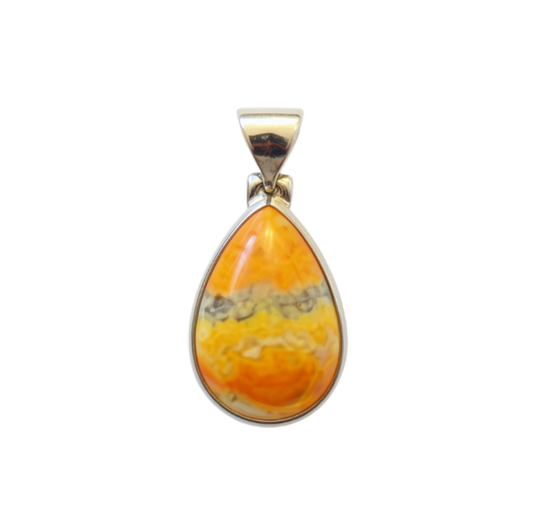 Zilveren Bumble Bee Jasper druppel kettinghanger