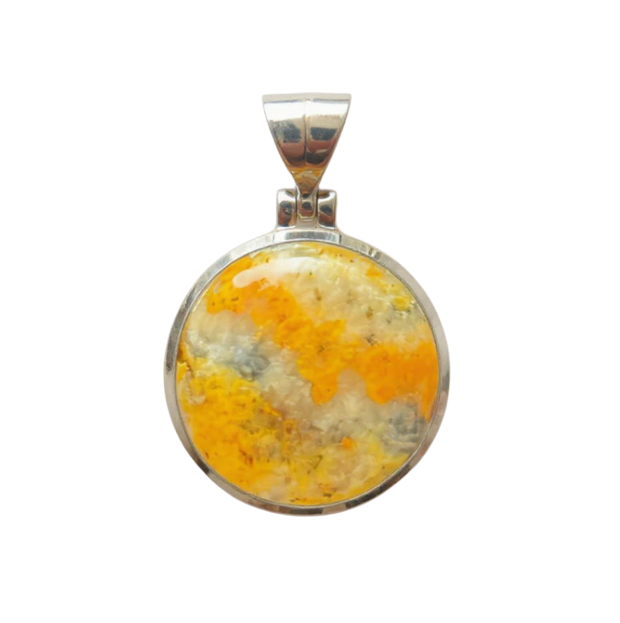 Zilveren Bumble Bee Jasper rond kettinghanger