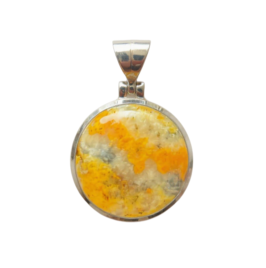 Zilveren Bumble Bee Jasper rond kettinghanger